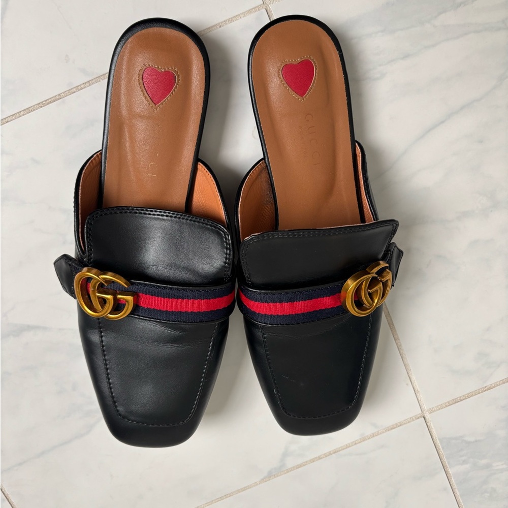 Gucci Black Double G mules